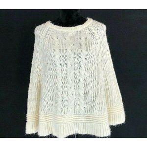 Cache Sweater Shawl Poncho XS S Chunky Knit Ivory Cloak Swing A Line Comfy Warm